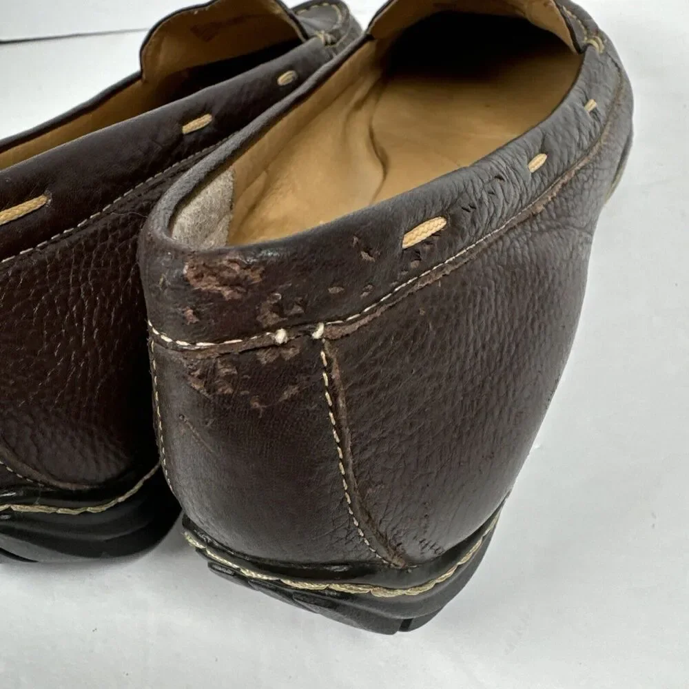 Bjorndal Brown Leather‎ Driving Moccasin slip On Shoe Size 9M *peeling One Heel